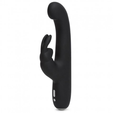 Чёрный вибратор Slimline G-Spot Rechargeable Rabbit Vibrator - 24,1 см.